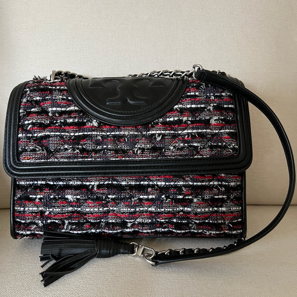 Tory Burch Fleming Tweed Convertible Shoulder Bag